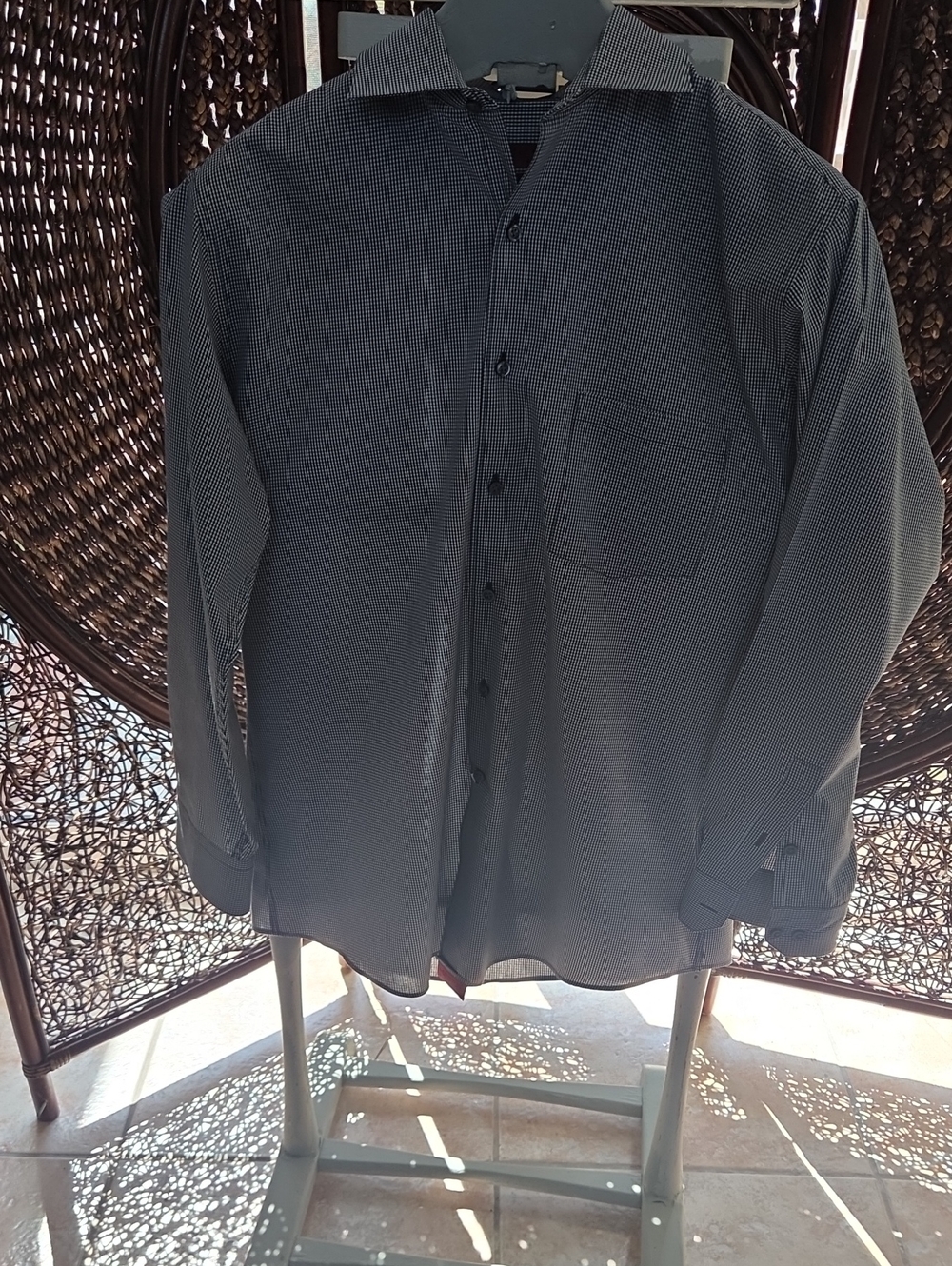 Alfani Black Micro-Check Lightweight Shirt Jacket